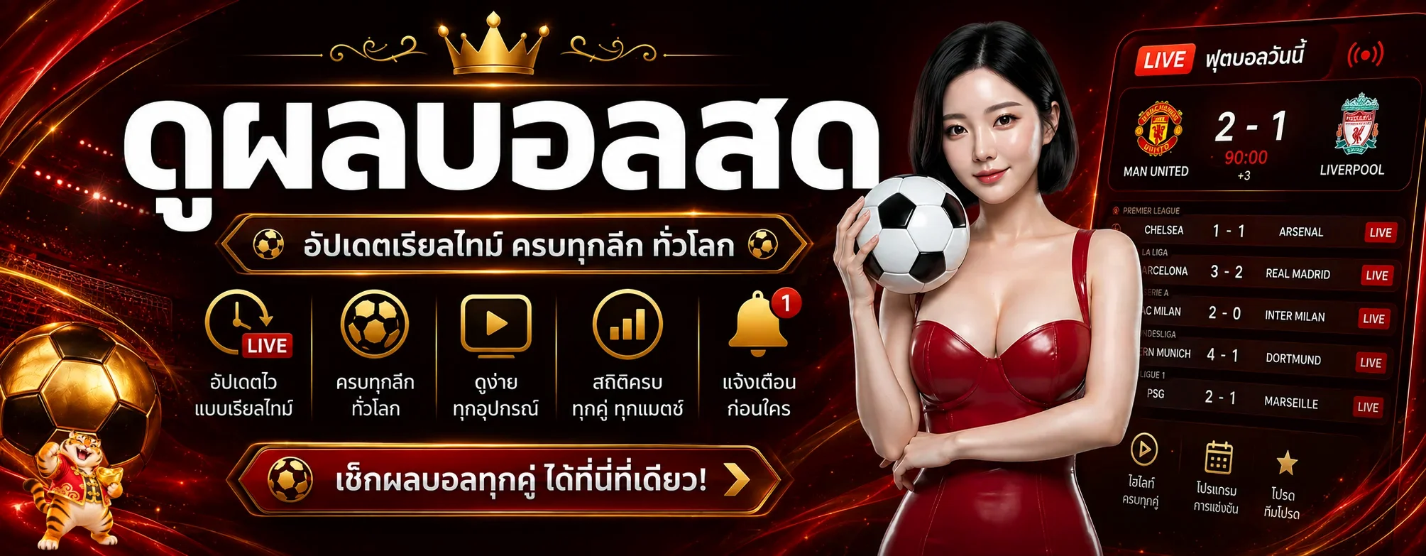 แบนเนอร์ RICH66 กีฬาและผลบอลสดหลายลีก
